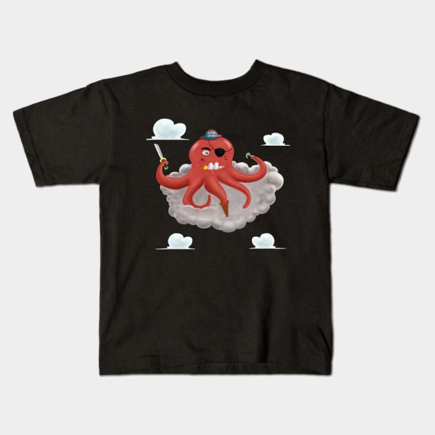 Pirate Octopus Kids T-Shirt by gunberk